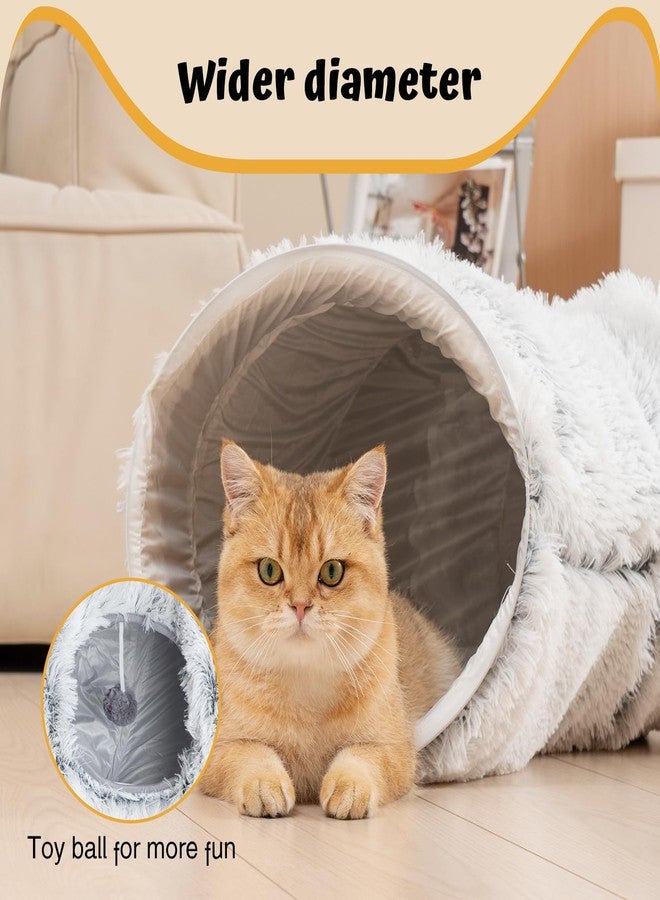 Avont Cat Tunnel Bed with Central Washable Cushion - Large Cat Tunnel Tube Toys 3 Shape to Play for Indoor Cats Kittens Puppies Ferret, Round Plush Fluffy Cat Bed with Tunnels -Grey - Image 4